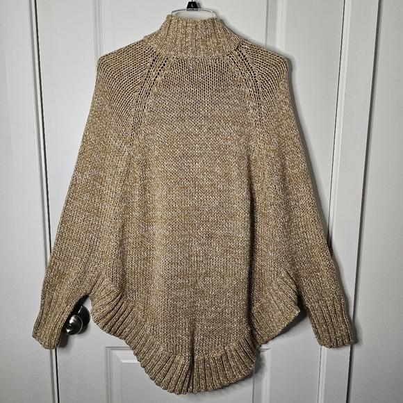 Michael Kors Camel Cape Size Large Dolman Toggle Zip Cardigan Cabincore Luxury - Picture 4 of 14